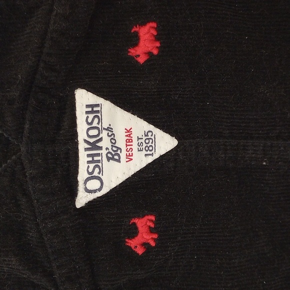 OSHKOSH GIRL'S BLACK CORDUROY OVERALL SIZE 12 Months - Picture 4 of 7